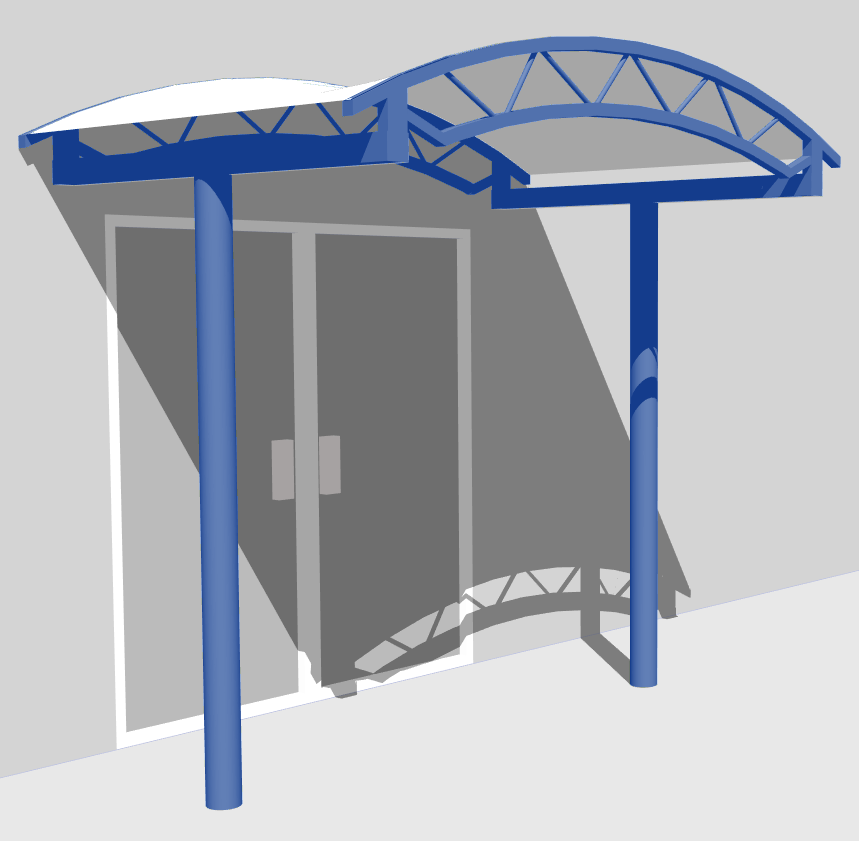 CAD design visualisation of the Entrance Canopy with Logo